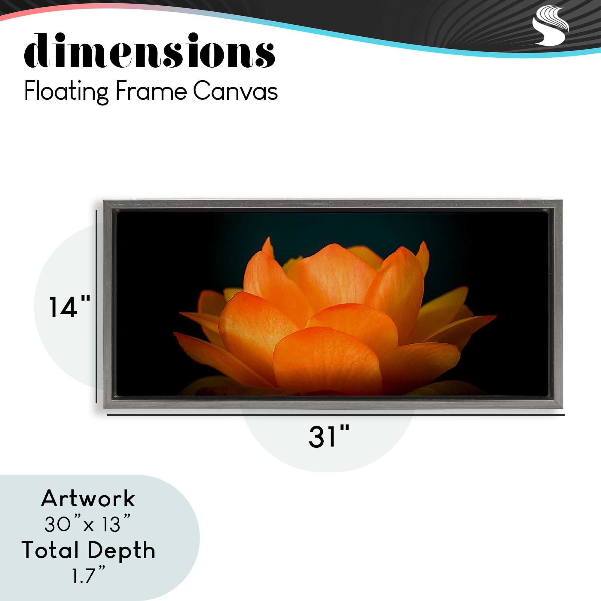 Glowing Orange Lotus Gray Framed Floater Canvas Wall Art, design by Phillip Flowers