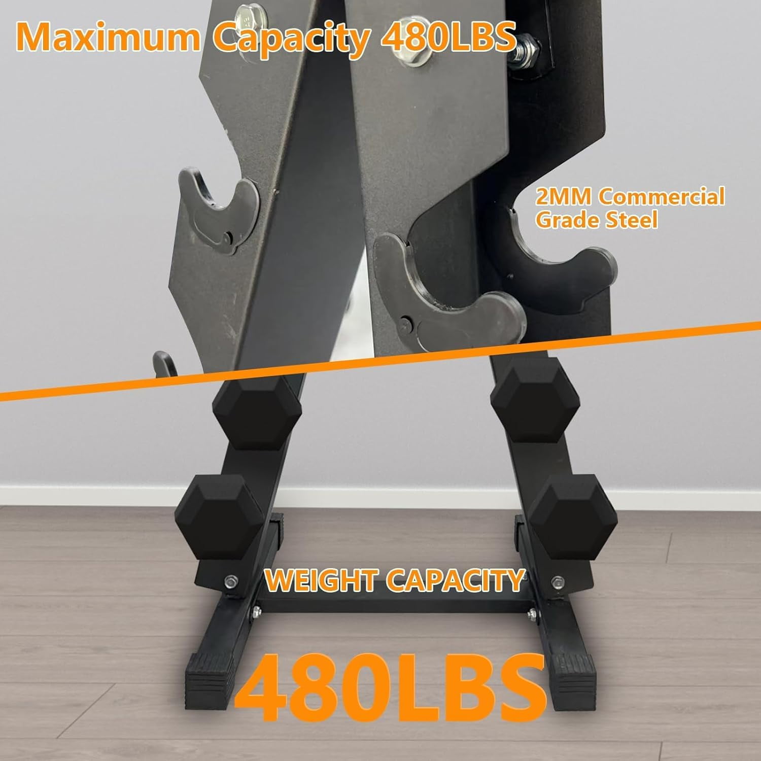 Luku Heavy-Duty Steel Dumbbell Rack - Durable, Stable A-Shaped Stand for Up to 70 lbs
