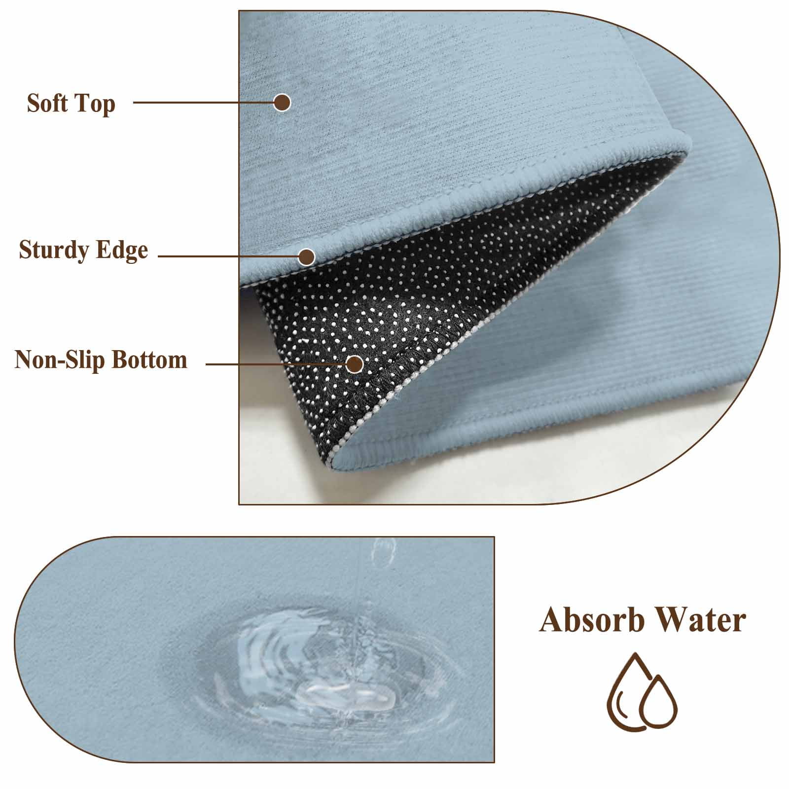 Sky Blue Runner Rug 2x6 FT, Non Slip Hallway Carpet, Modern Pure Winter Sky Blue Washable Soft Floor Carpet Non-Shedding Throw Runner Carpet Long Rug for Entryway Kitchen Bedside Sliding Door