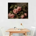 thumbnail image 2 of YANMS  Still life Gold Framed Wall Art, Retro Pink Roses Canvas Prints Artwork with Antique Frame, Victorian Wall Paintings Decor for Living Room Gallery, 16x12in, 2 of 6