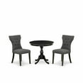 thumbnail image 2 of East West Furniture 3 Piece Dining Set Contains 1 Dining Table and 2 Dark Gotham Grey Linen Fabric Dining Chairs Button Tufted Back with Nail Heads - Wire Brushed Black Finish, 2 of 10