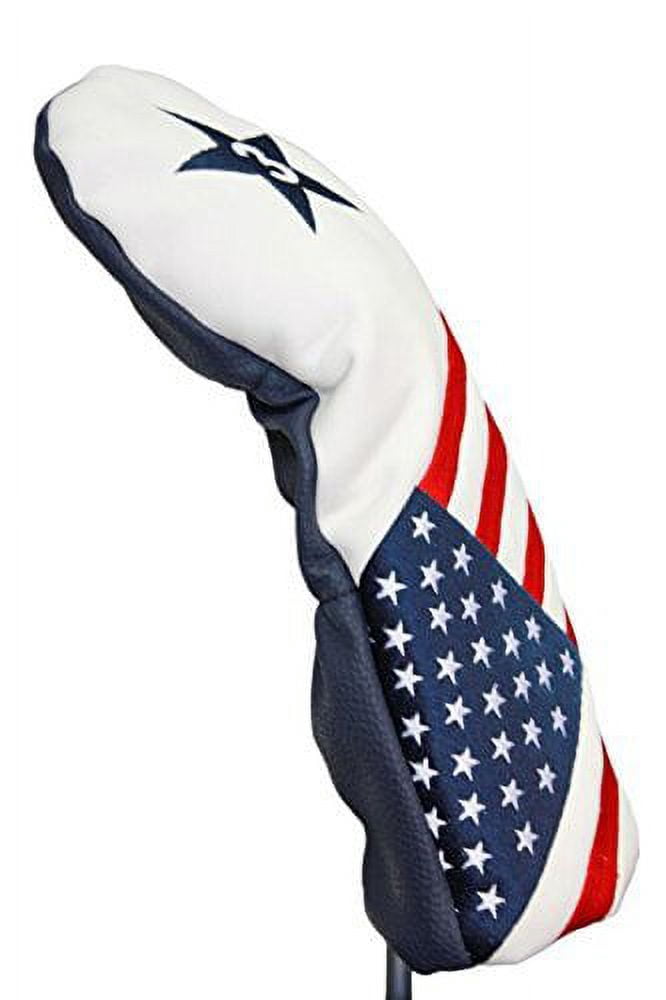 Majek USA Vintage Golf Driver Headcover USA 3 & 5 Headcover Patriot Golf Vintage Retro Patriotic Fairway Wood Head Cover Fits All Modern Fairway Wood Clubs