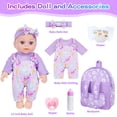 thumbnail image 4 of Aijohnny 12" Baby Doll with Flower Pattern Backpack Carrier, Baby Doll Set with Clothes and Accessories Hanky Pacifier Bottle Diaper Toy for Baby Toddler Age 3+, 4 of 7