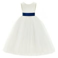 thumbnail image 2 of Ekidsbridal Girl Ballroom Flower Girl Dress - Backless Ivory Tulle with Tiebow (Size: M-14), 2 of 3