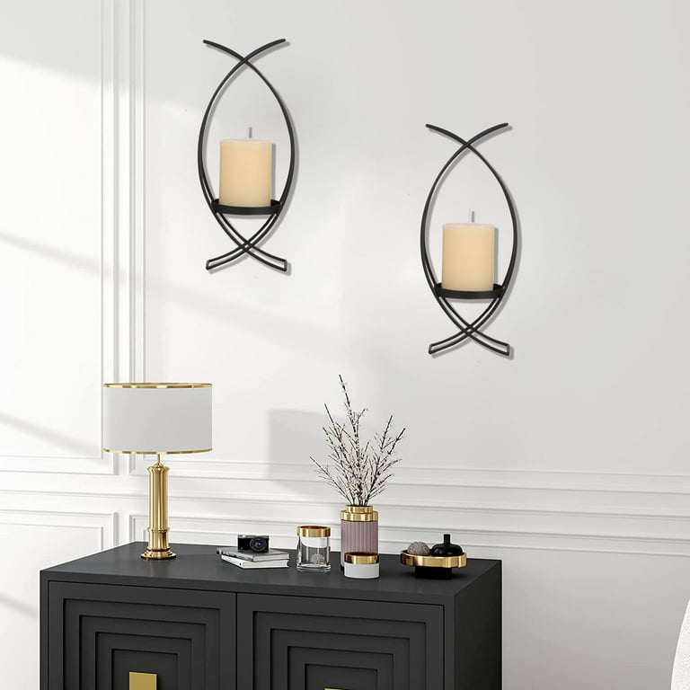 Asablve Wall Sconce Candle Holder Set Of 2 Metal Sconces For Living Room Bedroom Dining Decorations Black Size 12 5