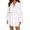 White, variant on Women's Ruffled Notched Balloon Sleeve Mini Dress with Button Front and Sheer Details in 100% Polyester Fabric