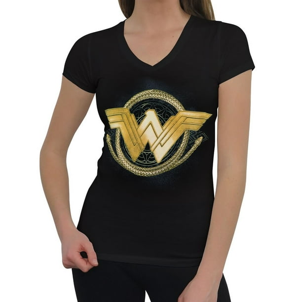 Wonder Woman Movie Golden Lasso Women's V-Neck T-Shirt-Medium 