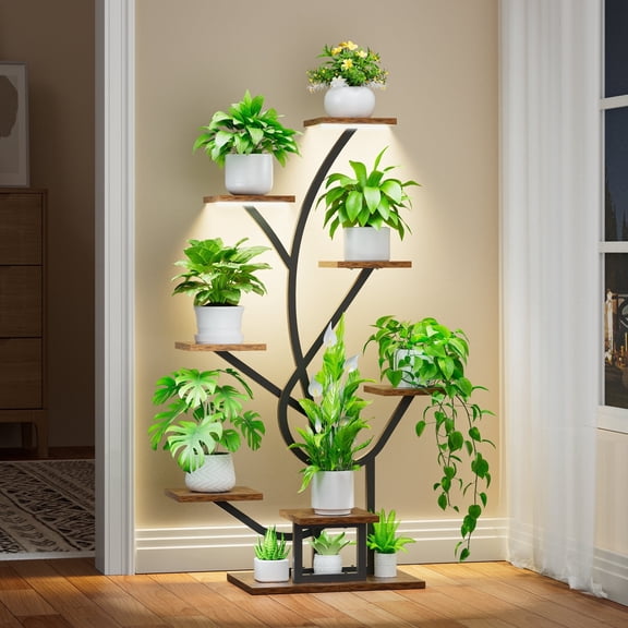 Plant Stand Indoor with Grow Lights, 50" Corner 8 Tiered Display Shelf