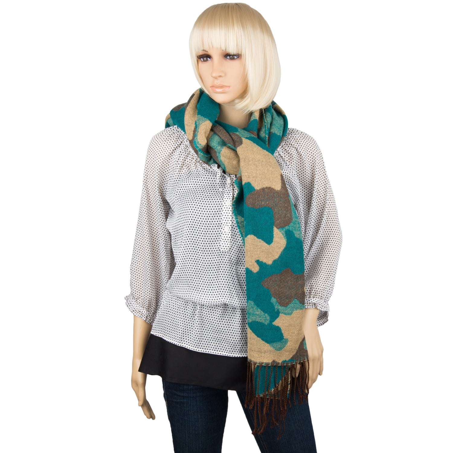 Women's Adult Warm Woolen Weave Sleeve Edge Scarf Wrap Series