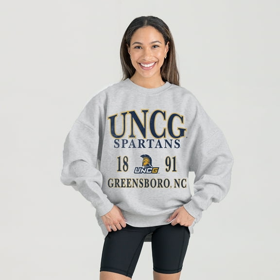 Women's Gameday Couture Ash UNCG Spartans Premium Fleece Pullover Sweatshirt