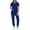 Blue, variant on MOJOGO Scrub Set for Women V Neck Short Sleeve Top Jogger Pants with Pocket Summer 2 Piece Work Uniform Purple M