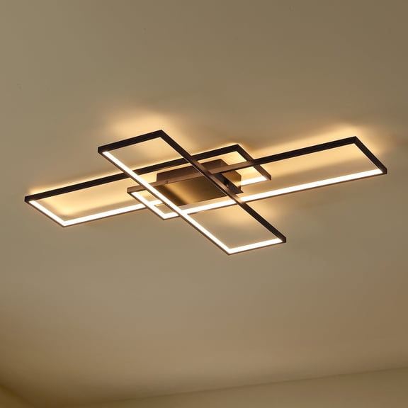 JONATHAN Y Palco 39" Contemporary Minimalist Metal Adjustable Dimmable Geometric Integrated LED Flush Mount, Black, JYL7152A