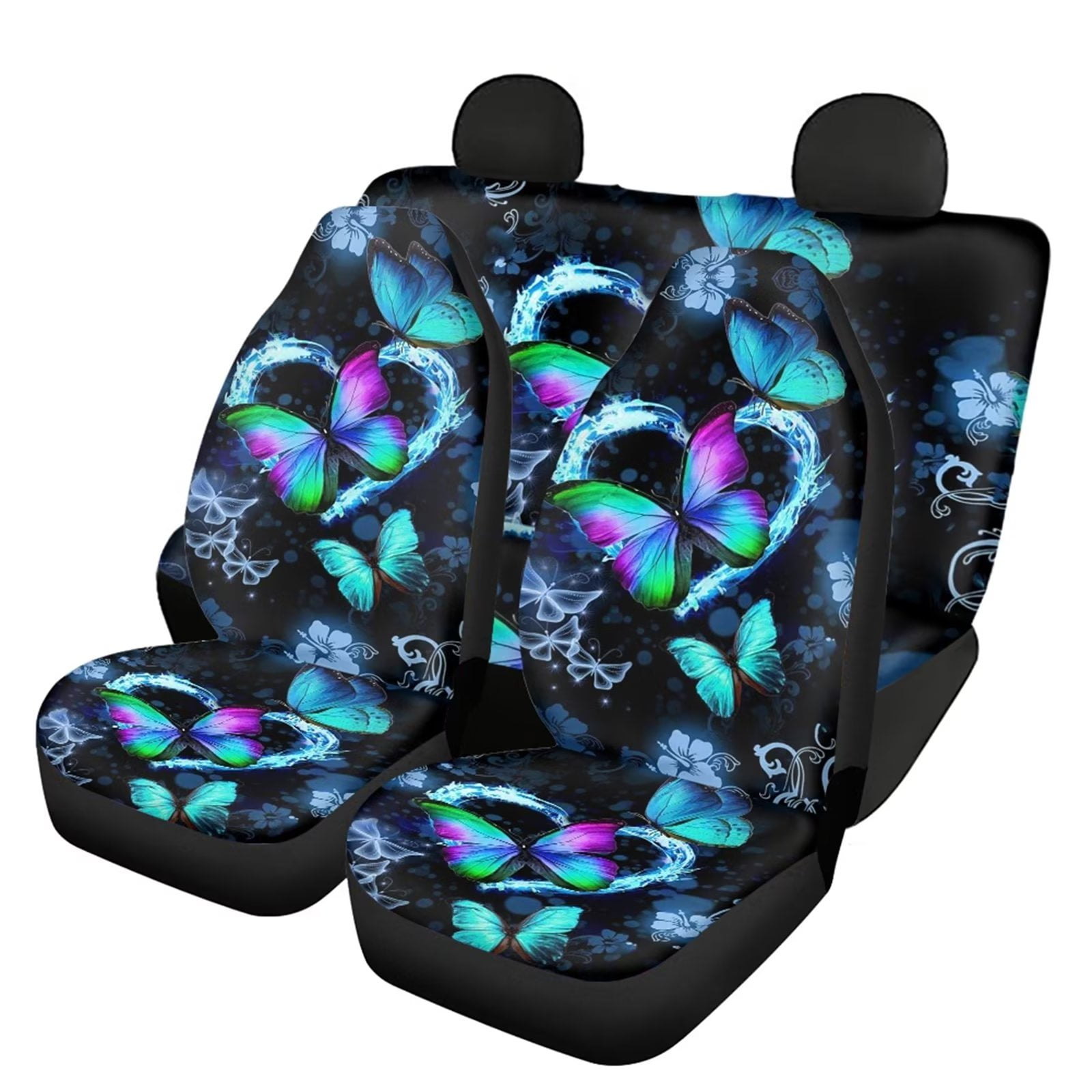 FKELYI Butterfly Colorful Style High Back Seat Covers Decor