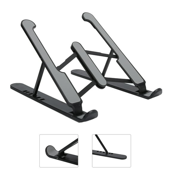Soporte para computadora portátil, soporte de refrigeración de 6 niveles, monitor de escritorio, placa de elevación plegable, marco de elevación, negro