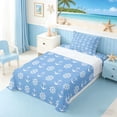 thumbnail image 3 of Manfei Vintage Anchor Rudder Twin Sheet Sets for Kids Boys and Girls, White Blue Nautical Theme Bedding 3pcs, 1 Flat Sheet, 1 Fitted Sheet and 1 Pillowcase, 3 of 6