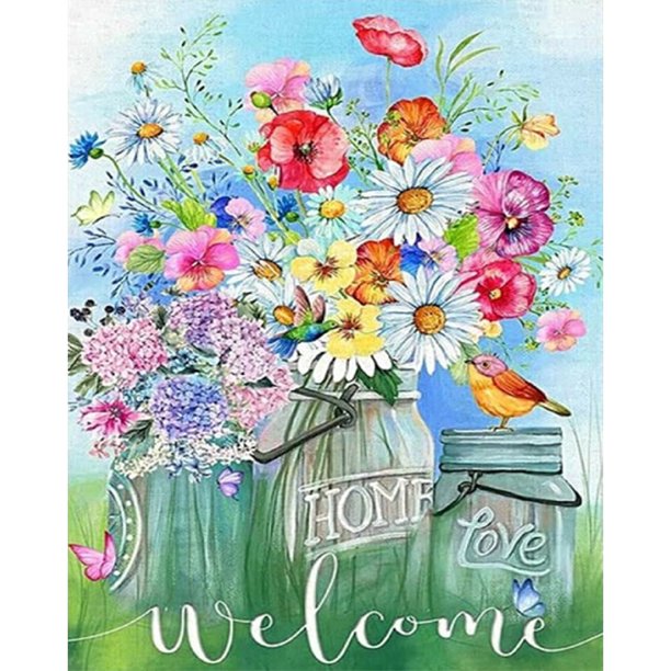 Diamante taladro florero ramo 5D DIY pintura Kits completo redondo pared decoración arte manualidades FLhrweasw Nuevo