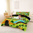 thumbnail image 3 of Homewish Dino Park Map Bedding,Cartoon Wildlife Duvet Cover Full,Green,Black Reversible,3pcs,1 Duvet Cover and 2 Pillowcases, 3 of 6