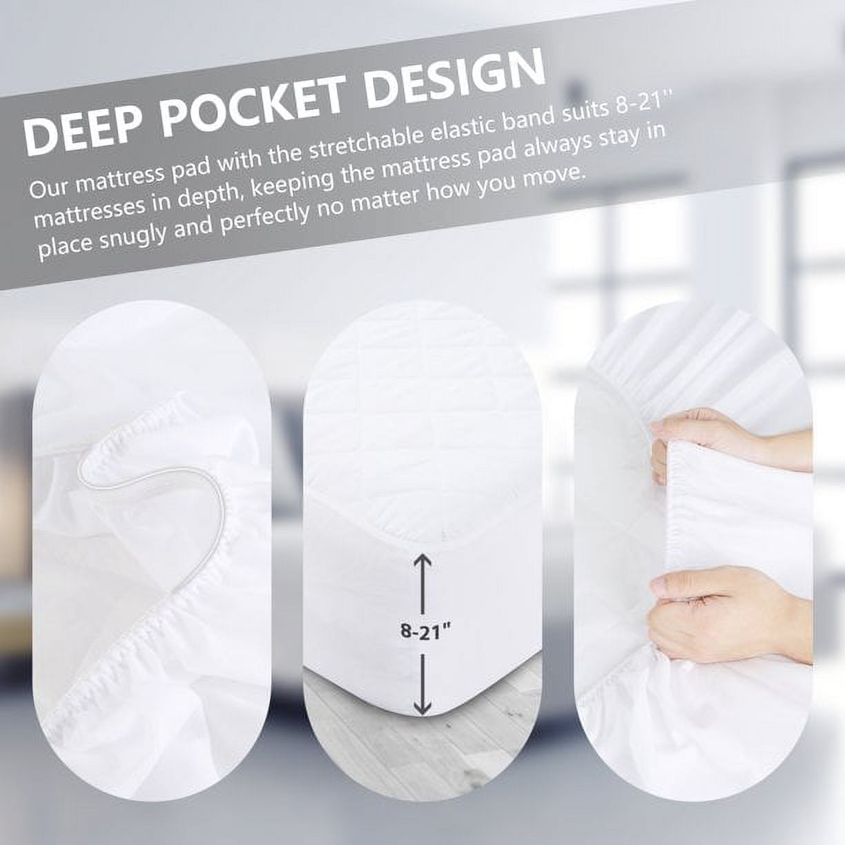Ruili Twin Size Quilted Fitted Mattress Pad Deep Pocket 8 - 18 inches Waterproof Mattress Protector