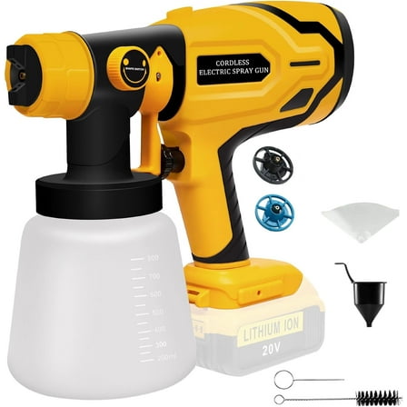 Paint Sprayer for Dewalt 20V MAX Battery, HVLP Spray Paint Gun with Motor and Copper Nozzle,600W Cordless Paint Sprayer for Home Interior and Exterior, House Painting(Tool Only)