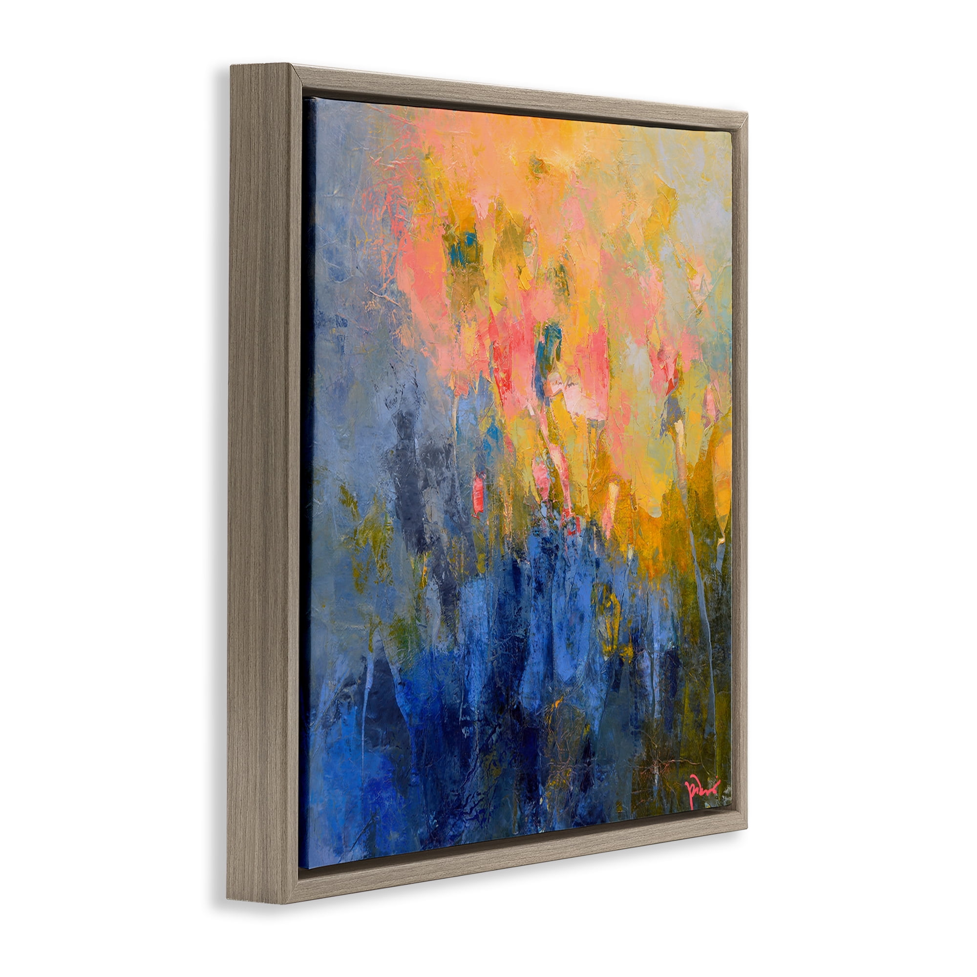Stupell Industries Radiant Abstract Impression Abstract Painting Brown Floater Framed Canvas Art Print Wall Art, 25 x 25