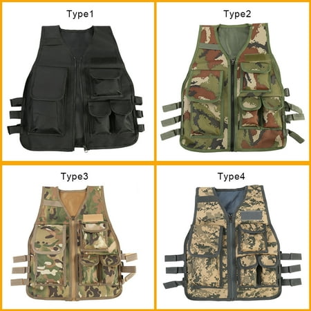 - Children Tactical Vest Nylon Shooting Hunting Molle Clothes CS Game Field Combat Training Protective Vest