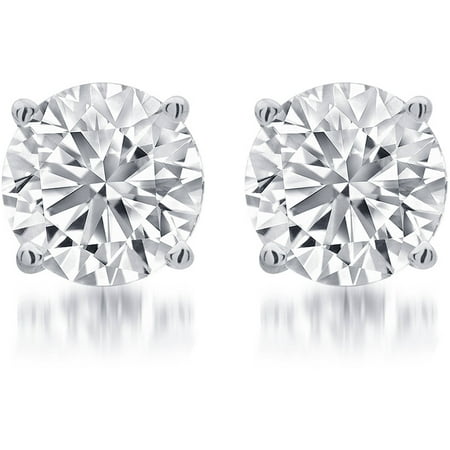 1 Carat T.W. Round White Diamond Sterling Silver Stud Earrings
