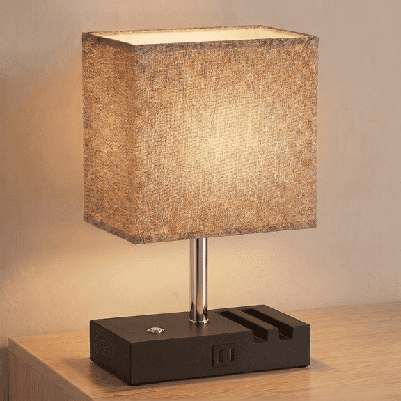 DAYBETTER Bedside Table Lamp , Dimmable Table Lamp with Touch Control & USB C A Charging Ports, 3 Color Temperatures for Bedroom, Living Room, Office