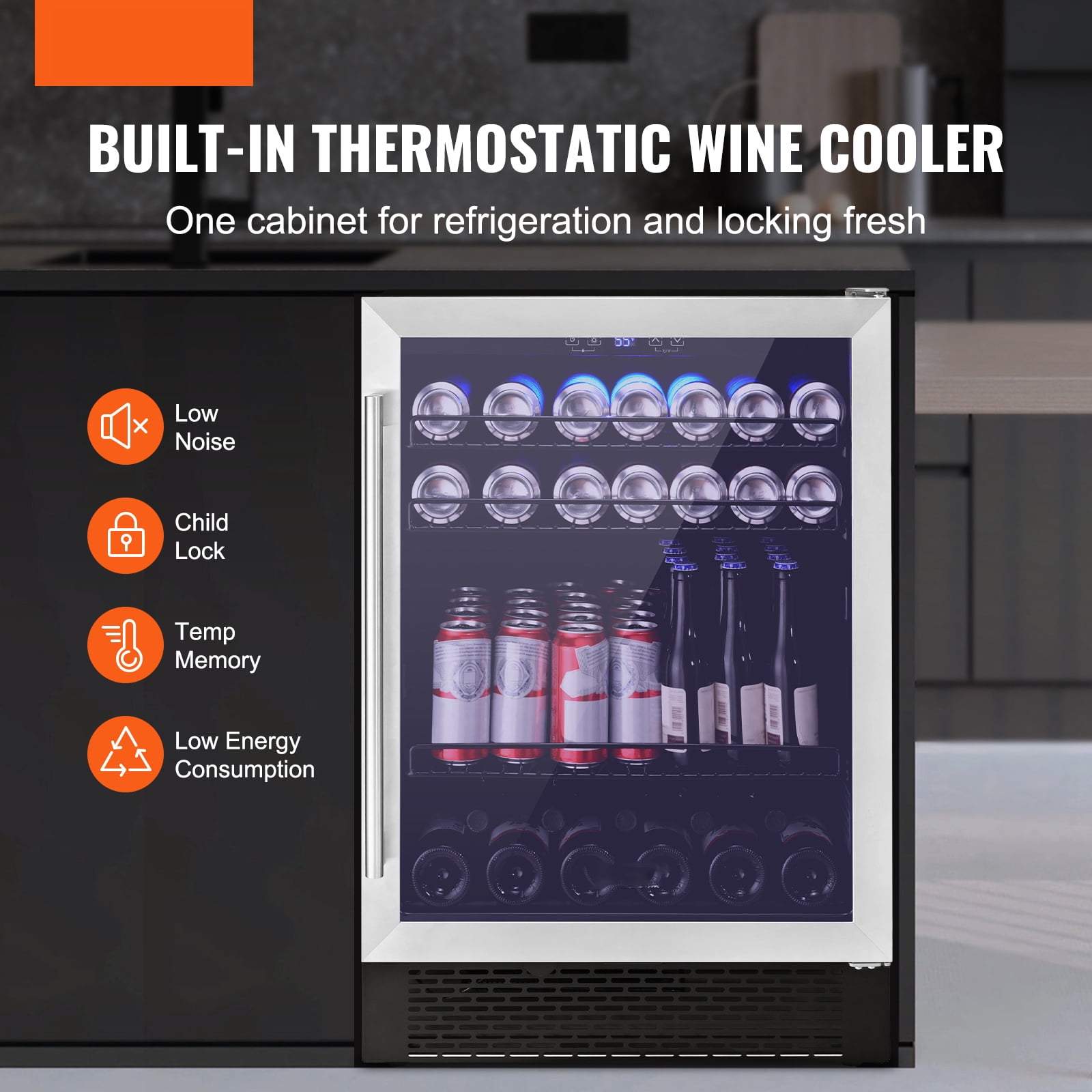 VEVOR 154 Bottle Wine Fridge Stainless Steel Wine Cooler with LED Light and Lock