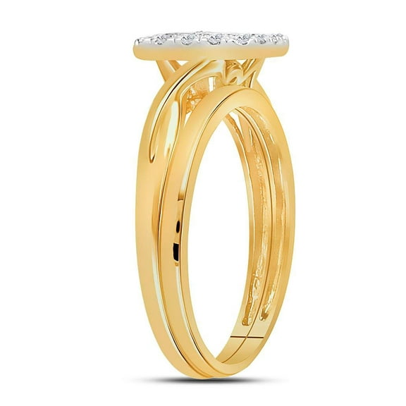 10K Yellow Gold Round Dia. Bridal Wedding Ring Band Set 1/3ctw, Women's Size: 5-10