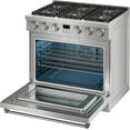 thumbnail image 3 of Towallmark Gas Range,True Convection Oven 6.0 Cu. Ft,6 Deep Recessed Burners Cooktop, Heavy Duty Continuous Grates in Stainless Steel with Storage Drawer, Freestanding & Slide-in,36 Inch, 3 of 6