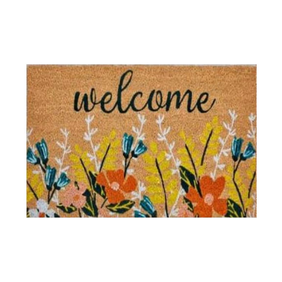 Floral Welcome Mats Flower Coir Door Mat Colorful Spring Door Mat Indoor Entrance Cute Decorative Outdoor Doormats Non Slip Outside Door Mats For Front Door Rugs 16 * 24" Carpet