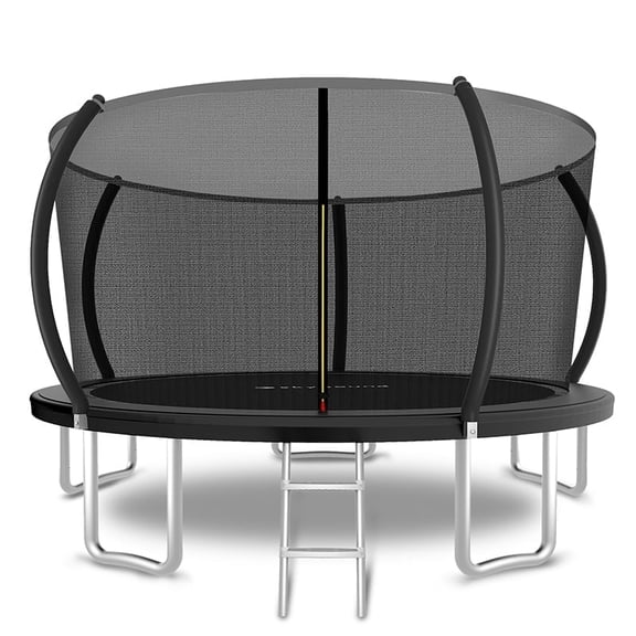 12/14/16FT Backyard Trampoline with Safety Enclosure Net & Ladder, All Weather Safe Construction for Kids & Adults Daily Outdoor Fun