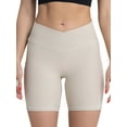 thumbnail image 1 of WLJ Women Cross-Over Butt Lift Ribbed Tummy Control High Waist Yoga Shorts, 1 of 6
