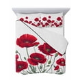 thumbnail image 7 of Quilts Twin Size Bedding Set, Red Poppy Lightweight Quilted Comforter, Spring Summer Farmhouse Flowers Watercolor Soft Reversible Bedspread Coverlet with Pillow Covers for All Season, 68" x 86", 7 of 7