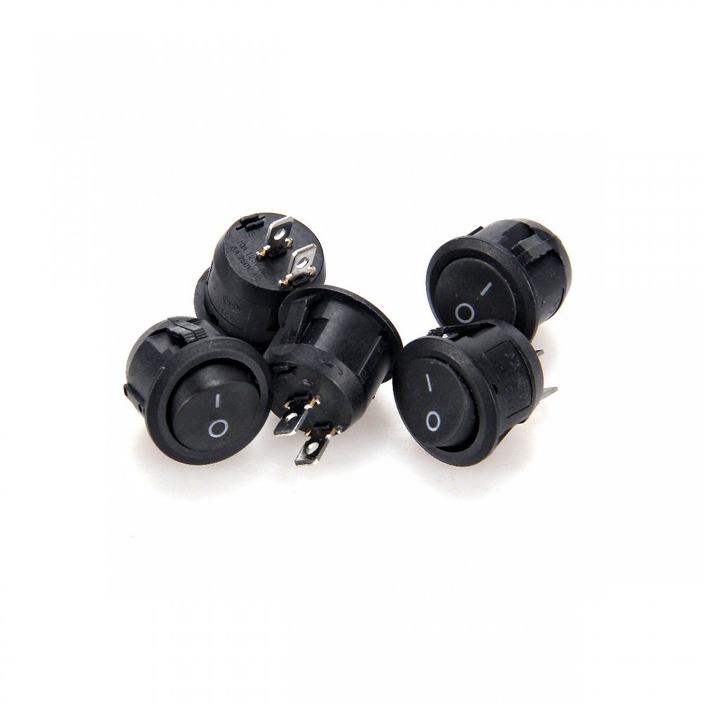 5x Small Round On/Off Rocker Switches 12VDC SPST 250V 3A Hole Size 5/8