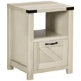 thumbnail image 1 of HOMCOM Table d'Appoint Style Ferme avec Tiroir de Rangement, Étagère Ouverte, 1 of 10