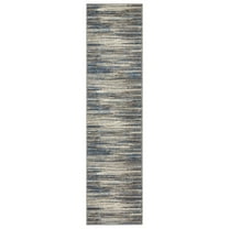 Mohawk Home Berwyn Washable Low Pile Stain and Fade Resistant Indoor Runner Rug, Grey/Dark Blue, 2' X 10'