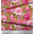 thumbnail image 3 of Soimoi Polyester Crepe Fabric Leaves & Peony Floral Print Fabric by The Yard 52 Inch Wide, 3 of 3