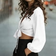 thumbnail image 6 of Women's Swimwear Cover Ups Tops Tie Front Knot Swimsuit Bikini Bathing Suit Long Sleeve Soft Beach Wrap Shirt, 6 of 7