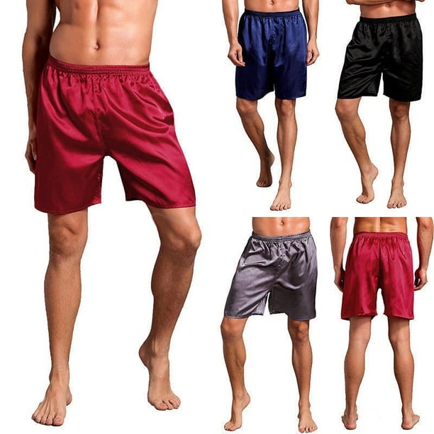 Men's Sleepwear Underwear Silk Satin Boxers Shorts Nightwear Pyjamas L XL  XXL 