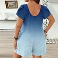 thumbnail image 4 of Overall Short Rompers for Women Women's Plus Size Romper Shorts Puff Short Sleeve Gradient Printed Overalls with Pockets Loose Fitting Jumpsuit for Casual Daily Wear Blue L, 4 of 5