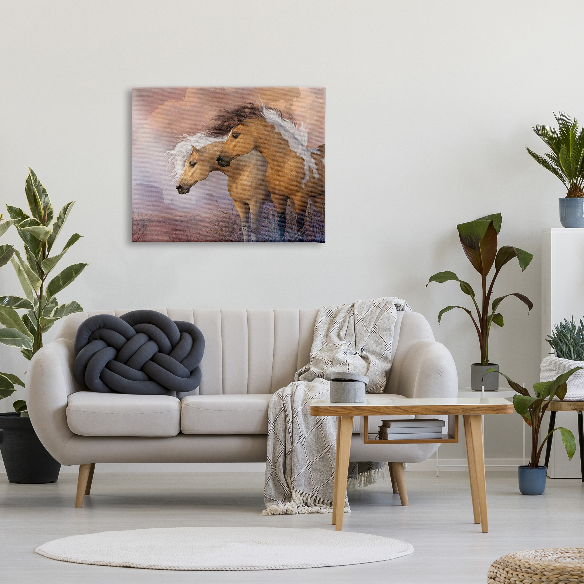 Stupell Industries Horse Duo at Sunset Animals & Insects Painting Gallery Wrapped Canvas Art Print Wall Art, 40 x 30