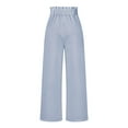 thumbnail image 5 of Sakmal Drawstring Womens Pants Pleated Work Wide Leg Trousers High Waisted Solid Blue Full Length Pants with Pockets, 5 of 7