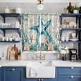 thumbnail image 2 of Teal Coastal Starfish Kitchen Curtains 63 Inch Length, Vintage Summer Beach Nautical Coral Grommet Top Bedroom Living Room Curtains, Light Filtering Cafe Curtain Drapes 2 Panels Set 84''x63'', 2 of 9