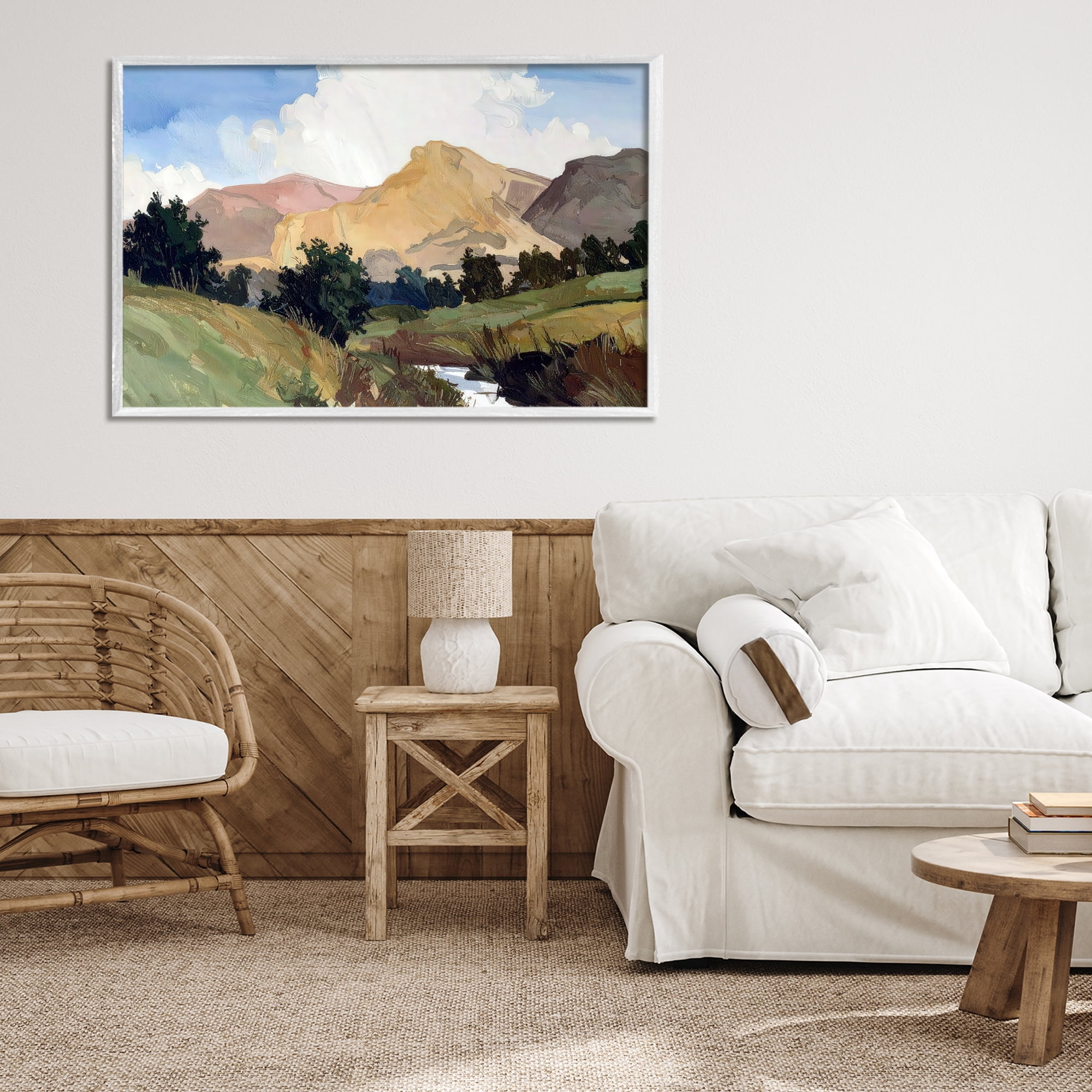 Stupell Industries River Mountain Divide White Framed Giclee Art, design by Alonza Saunders
