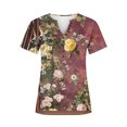 thumbnail image 5 of Blouse d'Été Décontractée à Col en V Imprimée pour Femmes Manches Courtes Boutons Tops Deals, 5 of 5