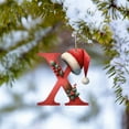 thumbnail image 4 of 26 Alphabet Christmas Tree Ornaments A-Z Initial Letter with Santa Hat Pendant Red Hanging Letters for Xmas Tree Holiday Party Decor, 4 of 6