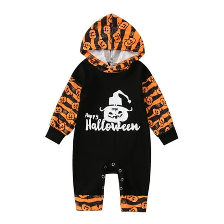 

Pudcoco Baby Halloween Outfit First Halloween Hooded Romper One-Piece Jumpsuit for Toddler Boys Girls