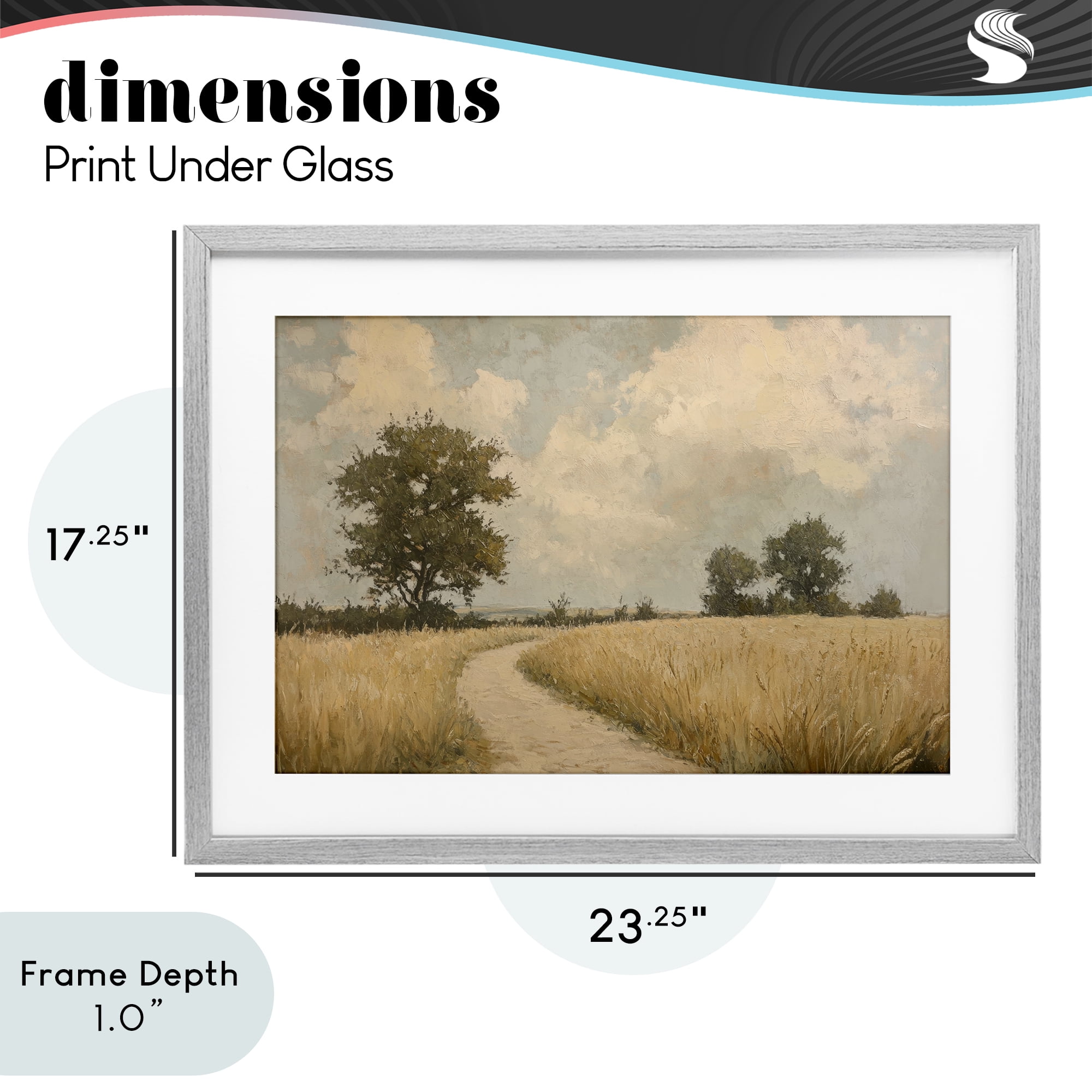 Stupell Industries Soft Field of Wheat Gray Framed Print Under Glass, design by Petal Prints Design