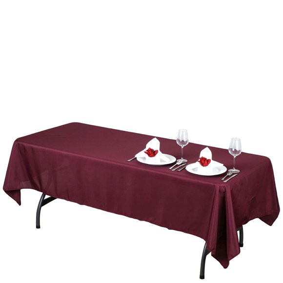 Linentablecloth Mantel Rectangular De Poliéster De 60 X 102 Pulgadas, Color Burdeos